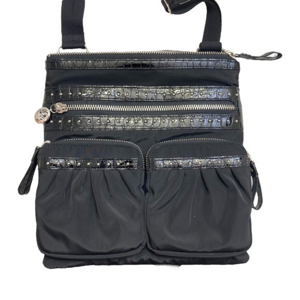Brighton nylon leather pretty tough studded messengers bag